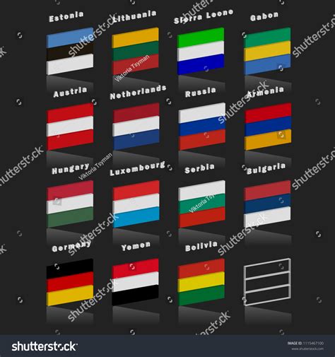 Flags Countries World Country Flags Three Stock Vector (Royalty Free) 1115467100 | Shutterstock