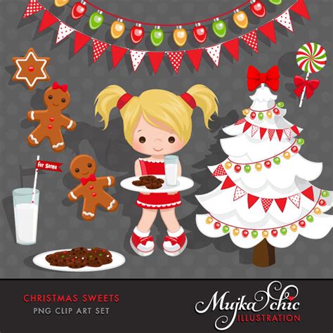 Christmas Milk and Cookies Clipart. Christmas Tree Bunting - Etsy