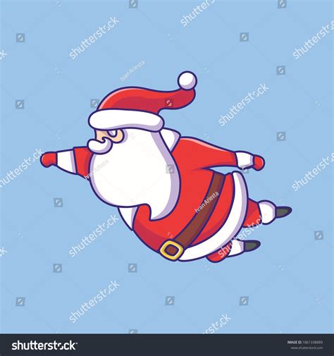 Cute Santa Claus Flying Cartoon Illustration Stock Vector (Royalty Free) 1861338889