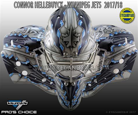 Connor Hellebuyck 2016-17 Winnipeg Jets Goalie Mask Airbrushed by Steve Nash of EYECANDYAIR