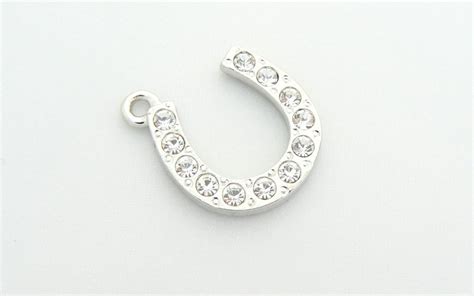 Horseshoe Charm - Crystal Encrusted - Clear [CS00209] - £1.50 : Enamel ...