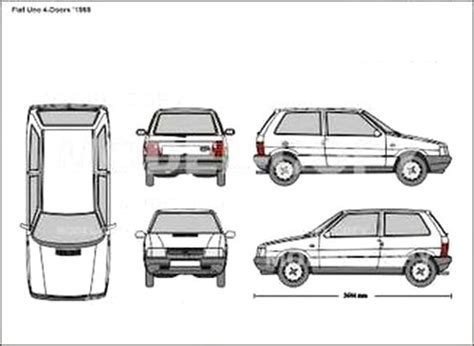 Fiat Uno 4-Doors '1988 - 2D drawing (blueprints) - 29293 - Model COPY ...