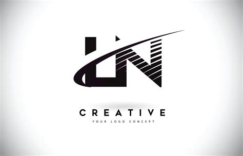 LN L N Letter Logo Design with Swoosh and Black Lines. 5037059 Vector ...