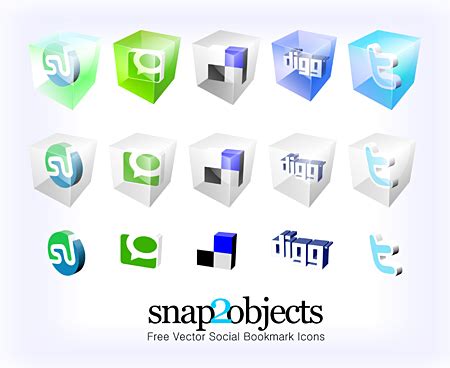 Free Vector Social Bookmark Icons | snap2objects