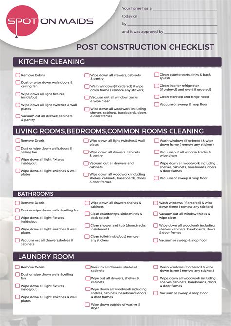 Cleaning Checklist