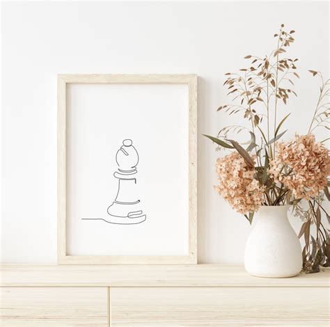 Bishop Chess Piece Line Drawing Chess Wall Art Bishop Line - Etsy