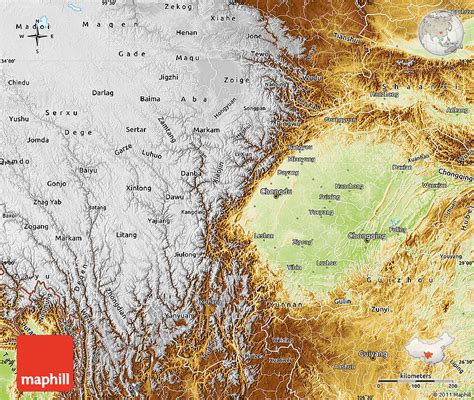 Physical Map of Sichuan