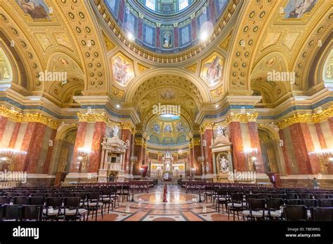 Interior of the St Stephen's Basilica in Budapest. Altar of Roman ...