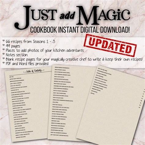 Just Add Magic Recipes Free Printable - Printable Word Searches