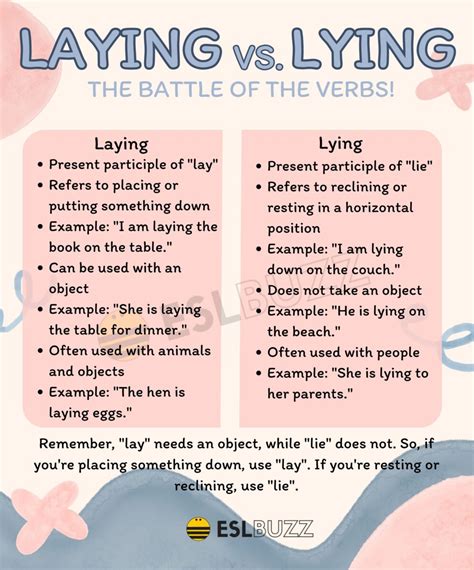 Laying vs. Lying: Clearing Up Confusion for English Learners - ESLBUZZ