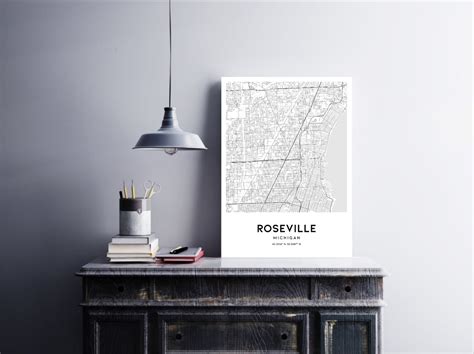 Roseville Map Print, Roseville Map Poster Wall Art, Mi City Map ...