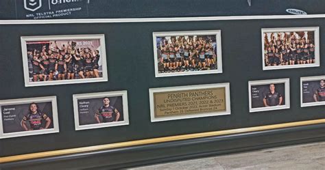 PENRITH PANTHERS 2023 NRL UNDISPUTED PREMIERS THREE-PEAT SIGNED FRAMED ...