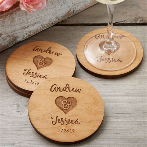 Rustic Wedding Party Favors Personalized Coasters, Engraved Coasters ...