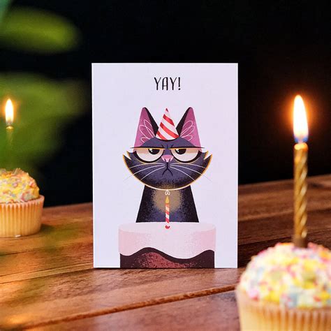 'Yay! Grumpy Cat' Birthday Greetings Card By Folio