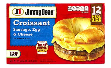 Jimmy Dean Sausage, Egg and Cheese Croissant Breakfast Sandwiches, 54.08 Oz, Box Of 12 Sandwiches