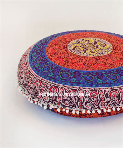 Colorful Bohemian Indian Round Floor Pillow Cover 32 Inch ...