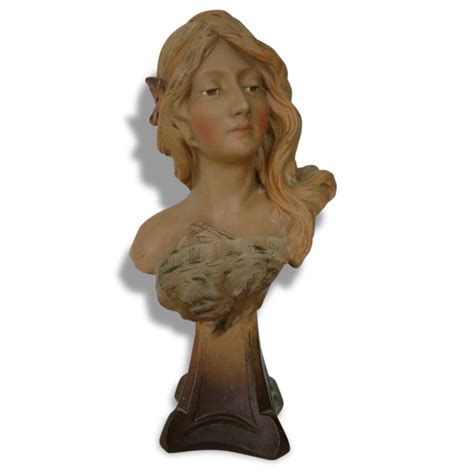 Magnifique buste femme plâtre - Art nouveau- Signé Gustave Van ...