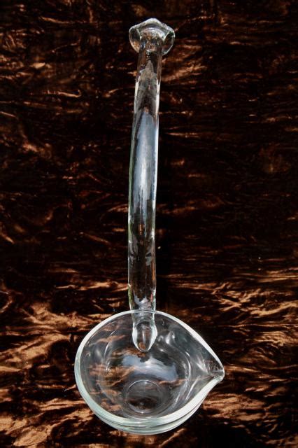 crystal clear glass punch ladle, vintage punch bowl ladle