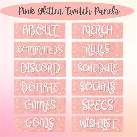 Pink Glitter Twitch Panels - Etsy