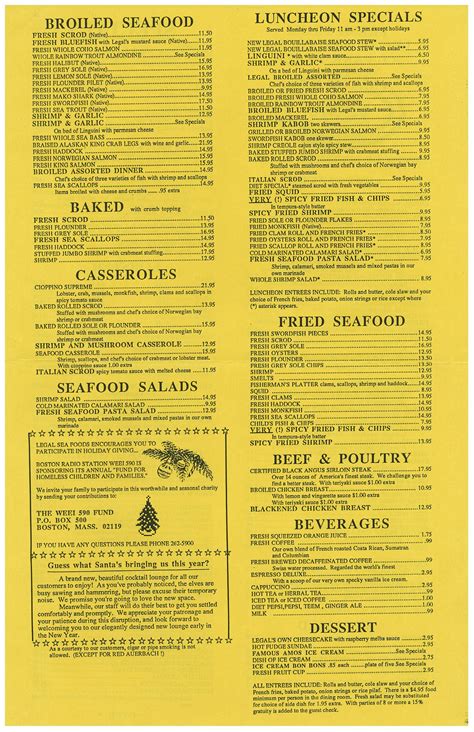 This is What Legal Sea Foods' Menu Looked Like in 1987 - Eater Boston