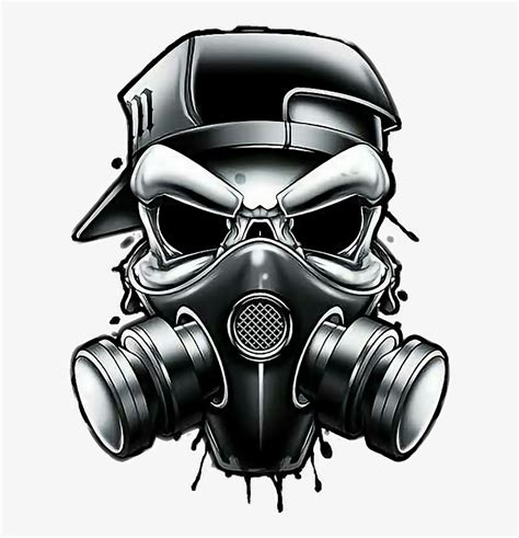 Graffiti Skull Gangster - Skull With Gas Mask Drawing - Free Transparent PNG Download - PNGkey