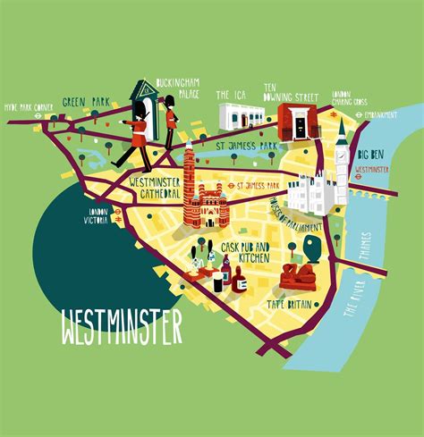 westminster map illustration kerryhyndman.co.uk | Westminster map, London borough map, London map