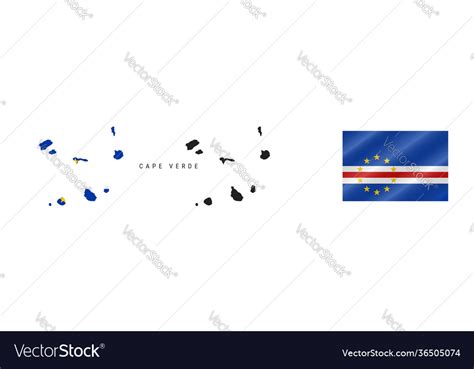 Cape verde detailed flag map silhouette Royalty Free Vector