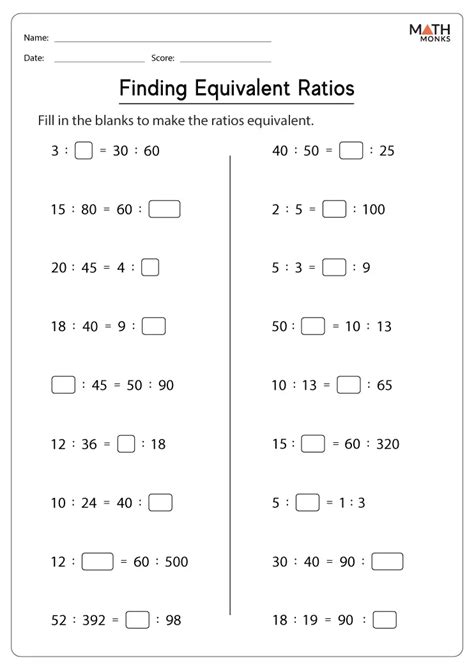 Equivalent Ratio Worksheet - prntbl.concejomunicipaldechinu.gov.co