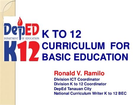 K-12 CURRICULUM FOR BASIC EDUCATION