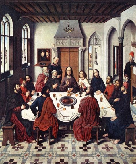 The Last Supper - detail of the Altarpiece of the Holy Sacrament by Dirck Bouts - Art Renewal Center