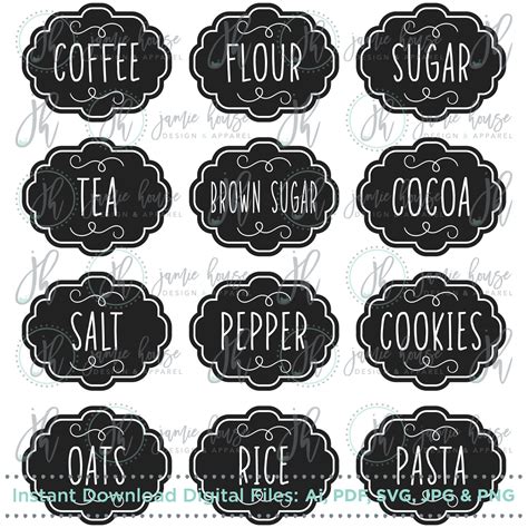 Farmhouse Pantry Canister Labels SVG Cut File Coffee Flour | Etsy