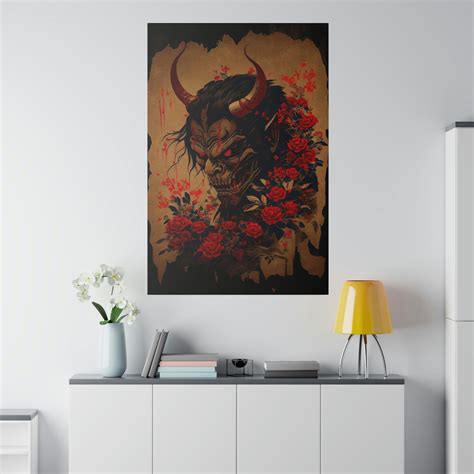 Yokai Demon Wall Art Canvas Print Scroll Rose Art Feudal Japanese ...