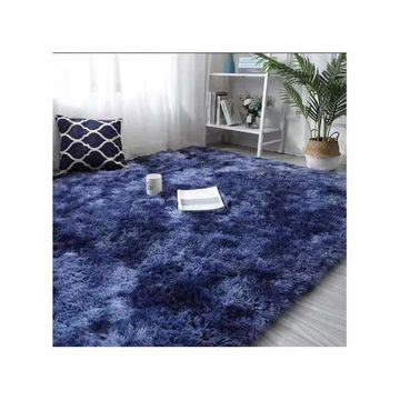 Fluffy Soft Fluffy Carpet 5*8 Carpets Patched Dark Blue as pictured as picture