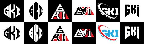 GKI letter logo design in six style. GKI polygon, circle, triangle ...