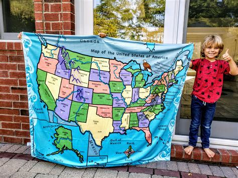 USA Map 50 States Capitals Birds Mammals Learning Blanket for Kids – Birdy Boutique & Fundraiser ...