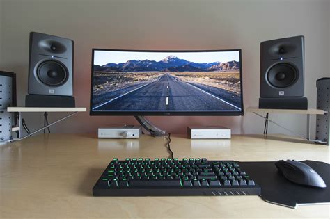 Ultra wide monitor, Schiit DAC and Headphones amp, Sit-standing desk | Home office setup ...