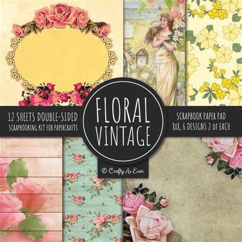 Vintage Floral Scrapbook Paper Pad 8x8 Scrapbooking Kit for Papercrafts, Cardmaking, DIY Crafts ...