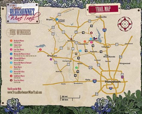 Bluebonnet Wine Trail map - Houston, TX - #texaswineries #texas #wineries | Wine Trails ...