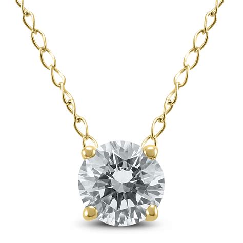 Szul Jewelry - 1/4 Carat Floating Round Diamond Solitaire Necklace in 14K Yellow Gold (J-K-L ...