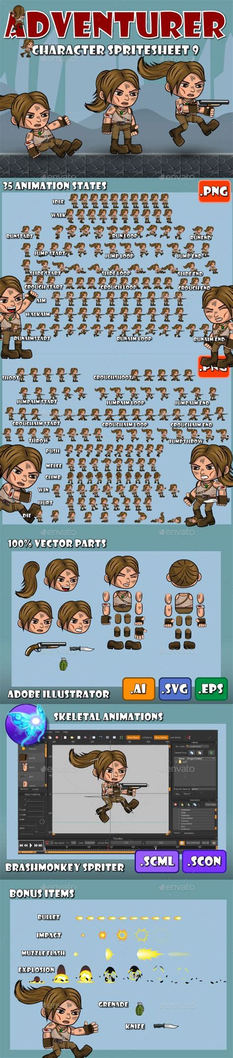 Adventurer Spritesheet 9 (Sprites) | Stunning Resources for designers - OrTheme | Pixel art ...