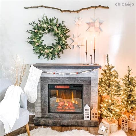 Cozy Scandinavian Christmas Fireplace Decorations | Chica and Jo