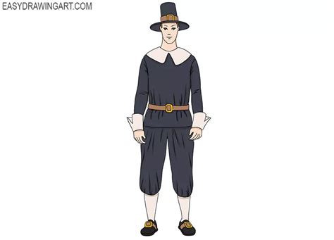 How to Draw a Pilgrim - Easy Drawing Art