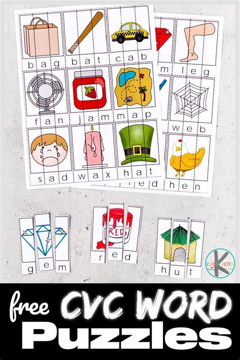 FREE Printable CVC Word Puzzles Activity for Kindergarten