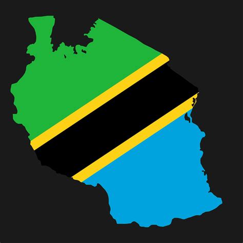 Tanzania map silhouette with flag on black background 3330802 Vector ...