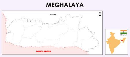 Vector of Meghalaya Map. District map of - ID:168900884 - Royalty Free ...