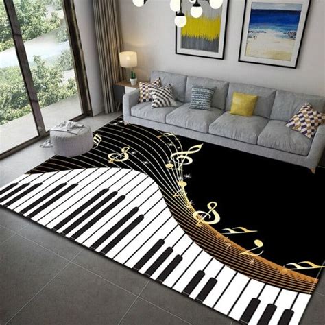 Music Notes Piano Area Rug