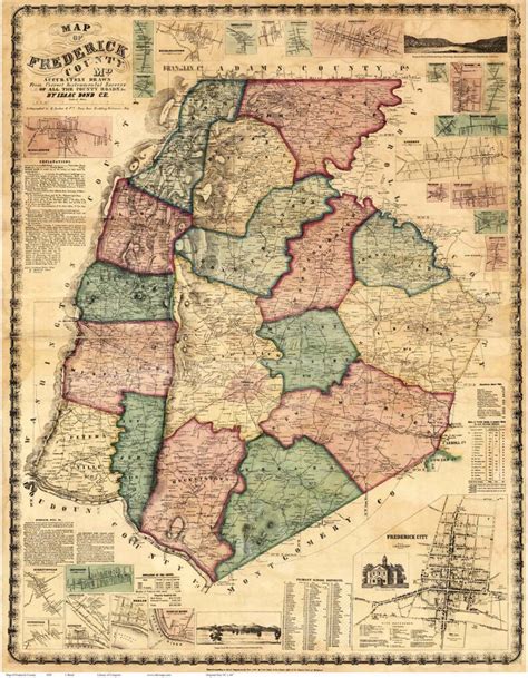 Frederick County Maryland 1858 by Isaac Bond Old Wall Map - Etsy