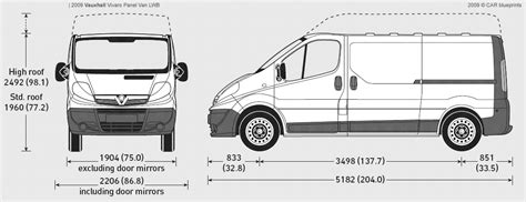 2009 Vauxhall Vivaro LWB Panel Van blueprints free - Outlines