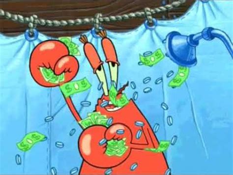 Mr krabs taking a shower with money - YouTube