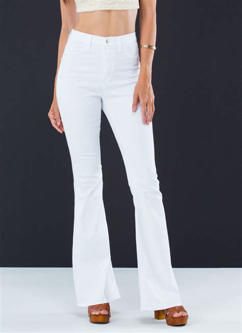 Flare Well High-Waisted Jeans WHITE | White jeans, High waist jeans, Clothes